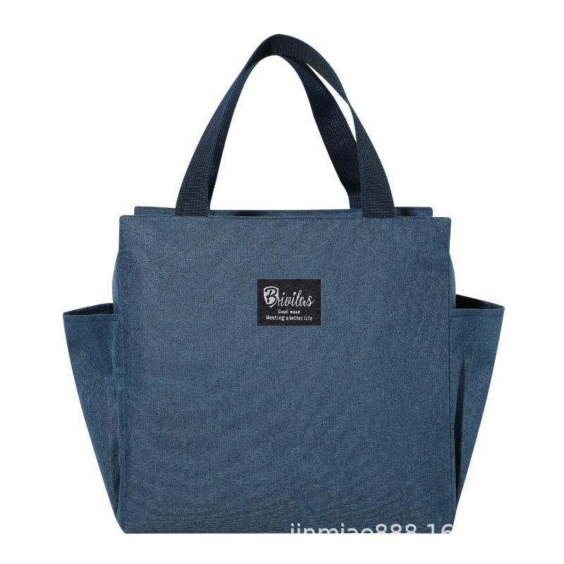 Утолщенная изоляционная сумка, ланч-бокс, портативная портативная сумка для ланча, сумка для ланча, сумка для ланча, большая изоляционная сумка тёмно-синий