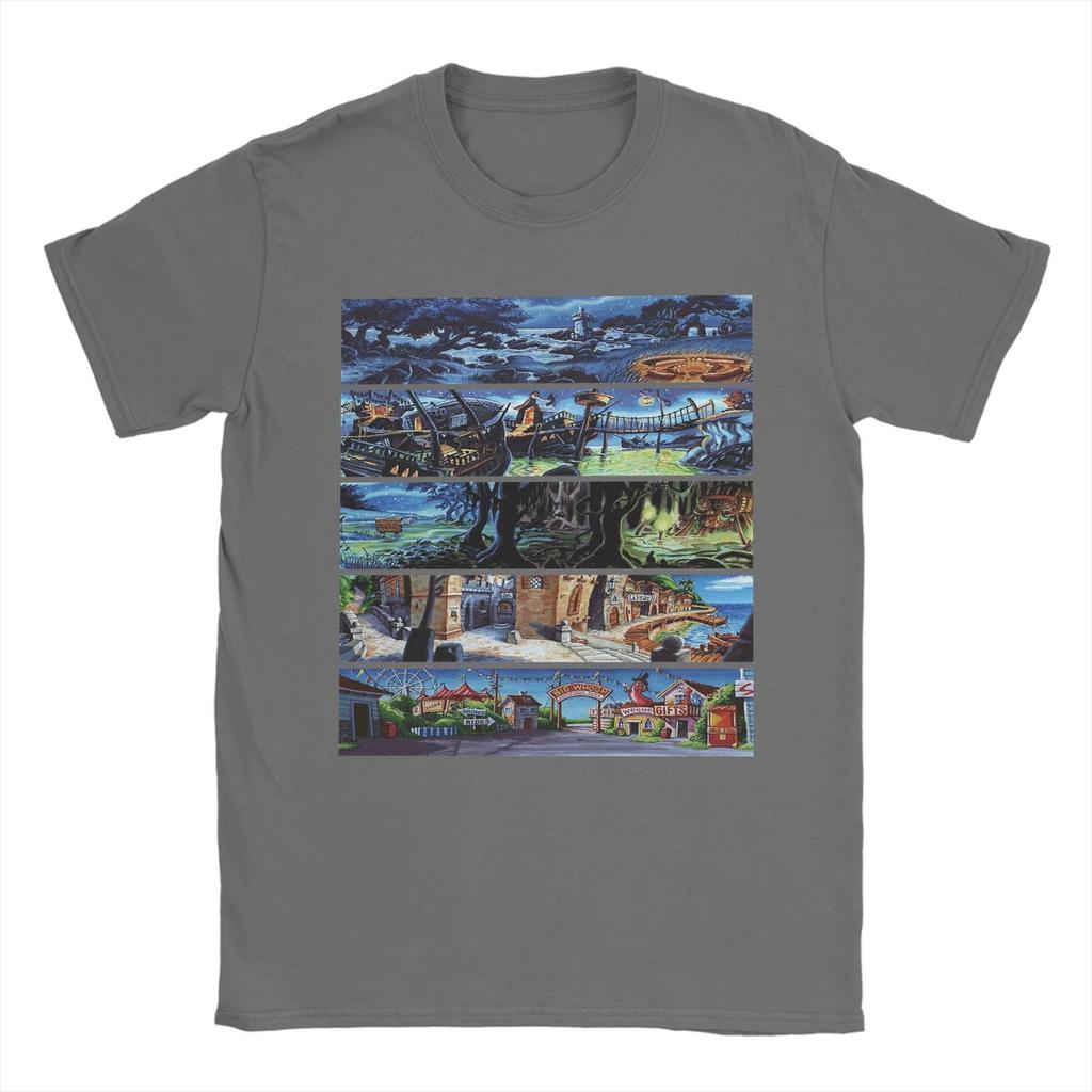 Monkey Island 2 Scenery Collage Fashion T Shirts for Men Women Pure Cotton Tee Shirt Clothing