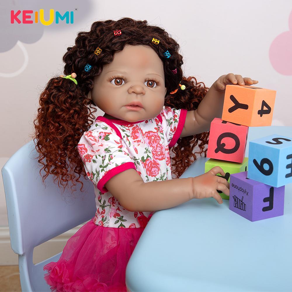 

KEIUMI 23 дюймовый полный силиконовый Возрождается Baby Doll Полный пакет Ну розовая роза платье новорожденных для детей День рождения Подарок Девушки