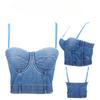 Fishbone Denim Camisole Vest Women's Summer Short Slim Sexy Backless Bottoming Busting Underwear for Outside Wear