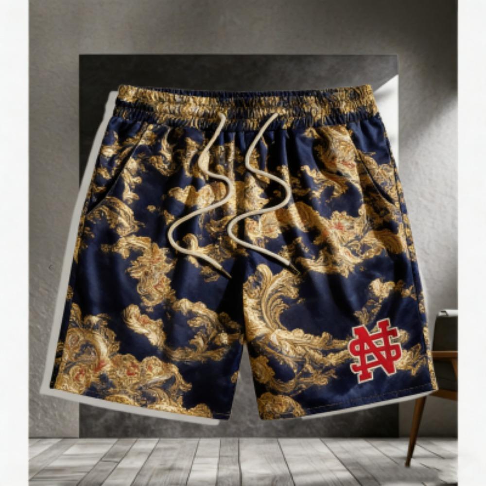 Summer Europe America Grid Stripe Shorts Men's Street Fashion 3D Printed Men's and Women's Trendy Casual Outdoor Sports Shorts