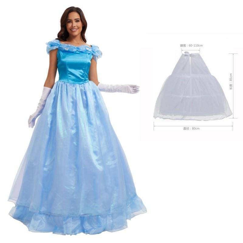 Halloween Volwassen Assepoester Prinses Assepoester Jurk Sprookje Cosplay Podium Jurk Jurk Jurk