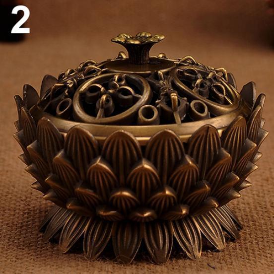 MIT Lotus Form Zink-Kupfer-Legierung Weihrauch Brenner Mini Sandelholz Räuchergefäß Home Decor