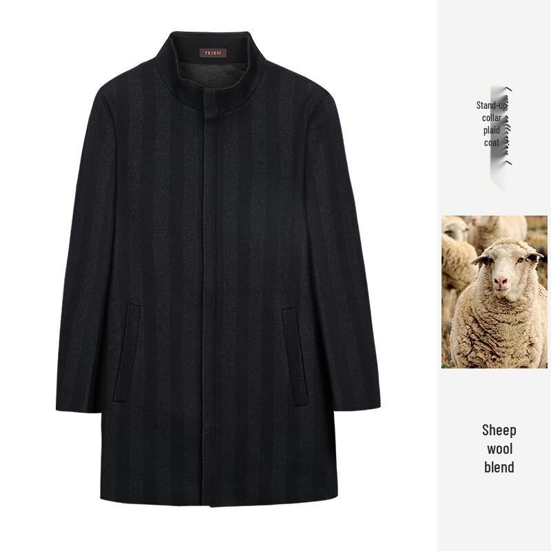 

TRiES Men s Stand-Collar Wool Blend Mid-Length Overcoat 2XL
