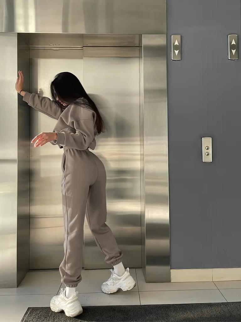 Modisches Damen-Frühling-Herbst-Stil Freizeit-Sweatshirt-Set Zweiteiliges Outfit