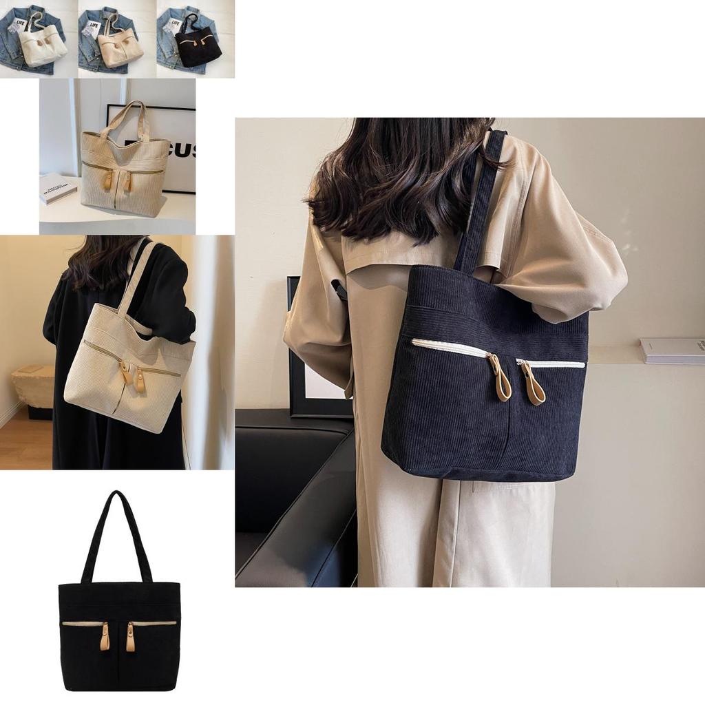 Stylish Large Capacity Women's Canvas Tote Bag Vintage Casual Shoulder Purse