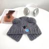 Bear hat women's autumn and winter warm ear protection knitted hat big head circumference show face small bucket hat