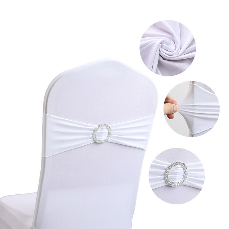 LMETJMA 10 Pcs Spandex Chair Sashes Premium Stretch Bows With Buckle Slider Universal Elastic Bands for Wedding Party Banquet