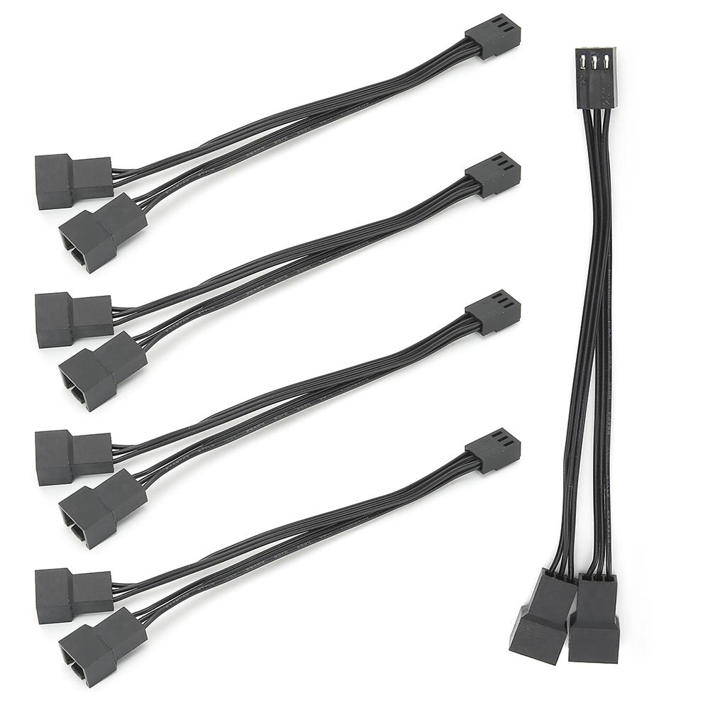 5pcs Fan Splitter Cable 1 To 2 Converter 3pin Fan Splitter Extension Power Cable