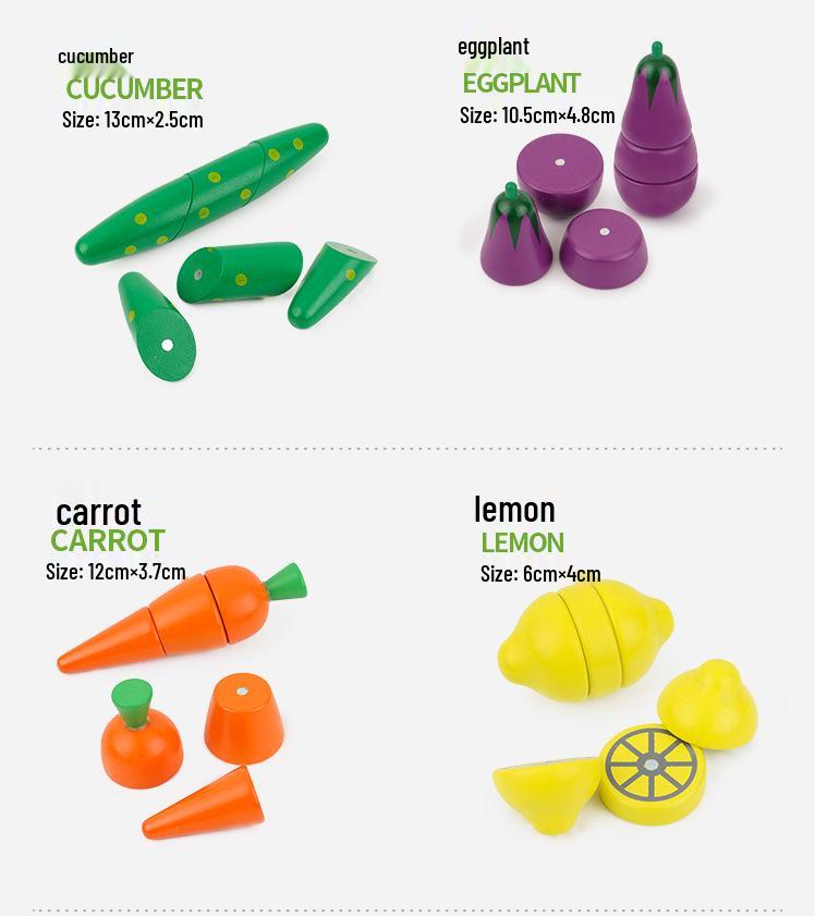 Qie Qie Le Kids' Educational Wooden Kitchen Toy Set: Magnetic Fruits & Vegetables for Ages 4-6