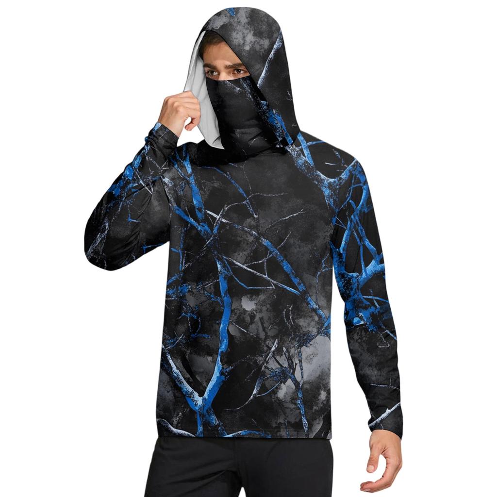 Men's Shirt With Mask Lightweight Long Sleeve Hooded Hiking Fishing Performance