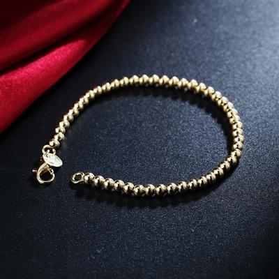 Lekani 100% 925 Solide Echt Sterling Silber Mode 4mm Perlen Kette Armband 20cm Für Teen Mädchen Dame geschenk Frauen Edlen Schmuck