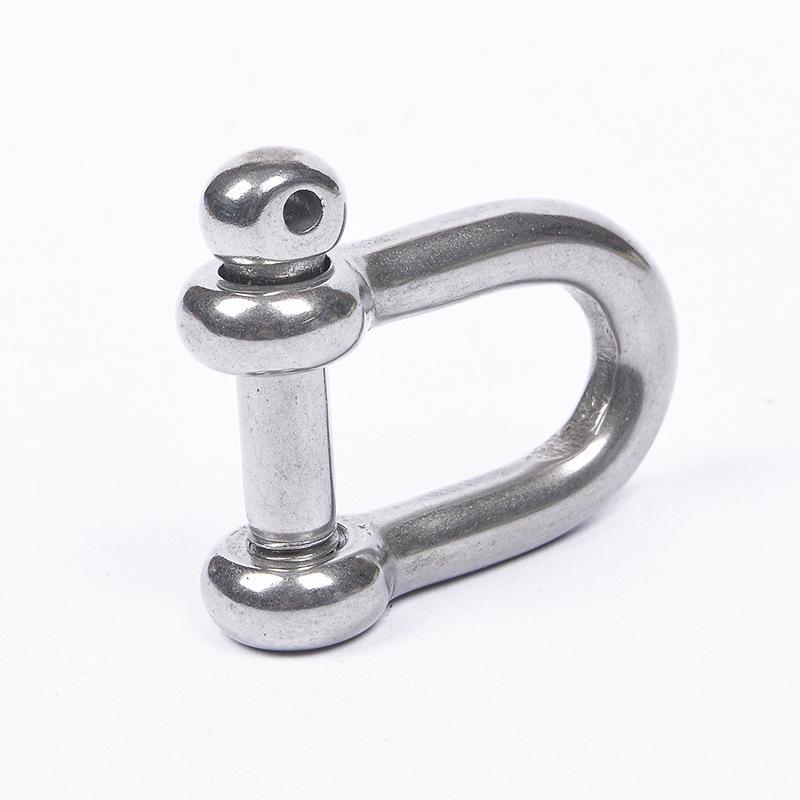 304 Stainless Steel Extended Hex Socket Safety D-Shackle with Marine U-Ring.