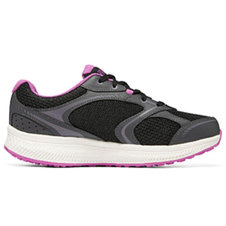 Skechers Lightweight Shock Absorbing Knee Support Running Shoes Women Sneaker Black Purple 128280-BKPR
