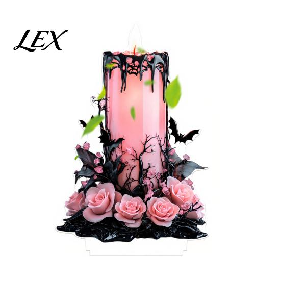 Unique Holiday Party Centerpieces Halloween Dark Style Table Decorations, Acrylic Pink And Black Gothic Centerpiece, Small Craft Gifts Crescent Moon/