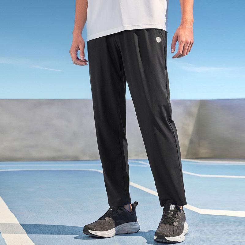 Skechers Solid Color Cuffed Moisture-Wicking Cool Feel Knitted Sports Pants Men bottoms Carbon-Black P224M054-0018
