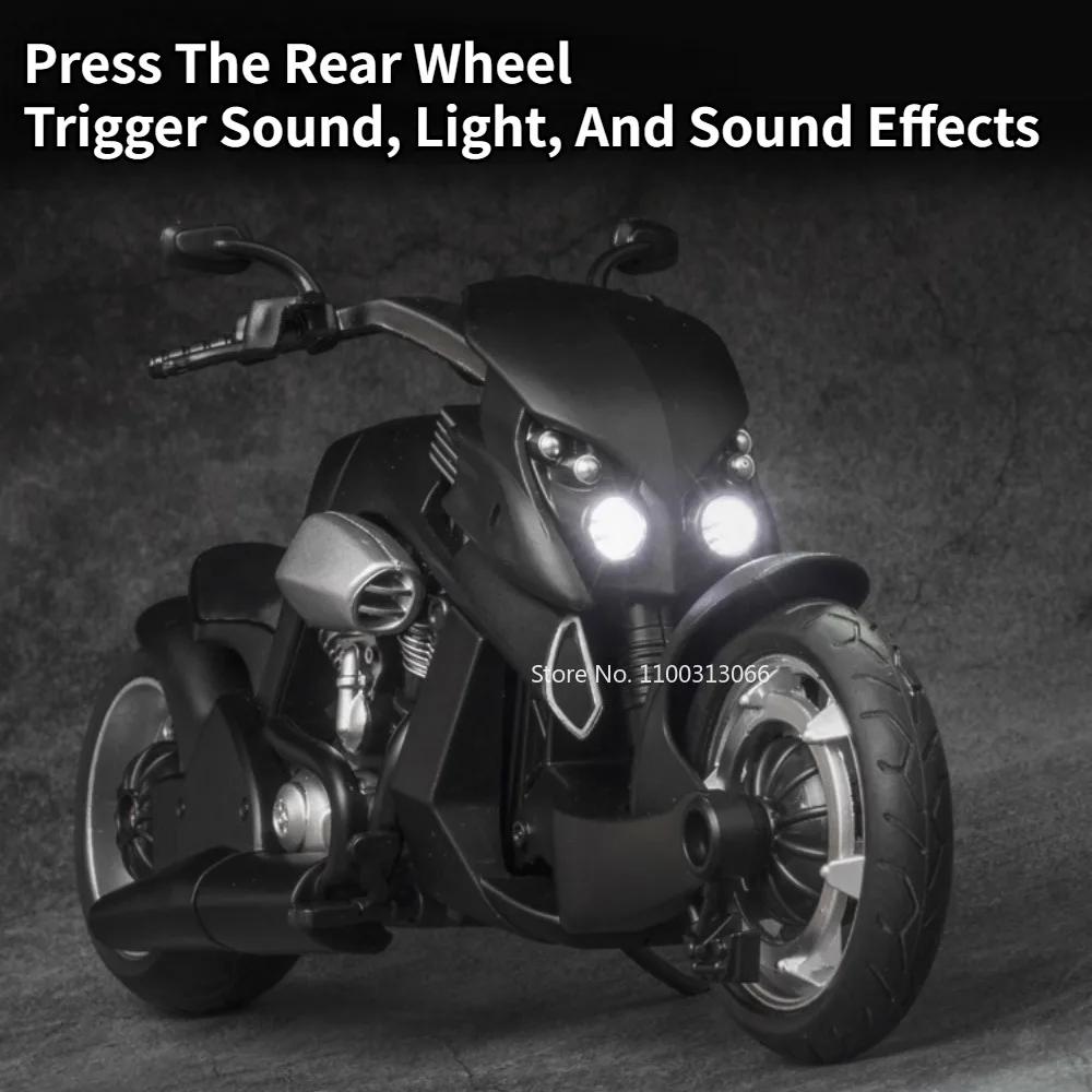 1/12 V-REX Motorcycle Car Model Toy Alloy Diecast High Simulation with Light Sound Motorbike Vehicle for Adult Collection Gifts