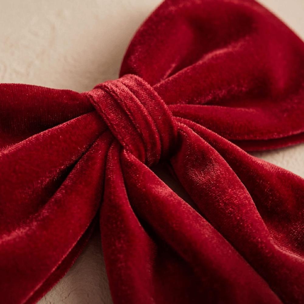 Vintage Red Velvet Christmas Bow Drapey Xmas Flannelette Bow Christmas Tree Bowknot Wedding