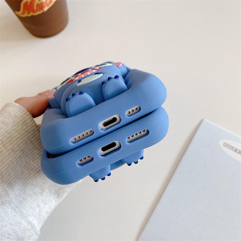 Cartoon Cute Stitch Holder Phone Case Compatible with iPhone 11, 12, 13, 14 & 15/16 Promax Models