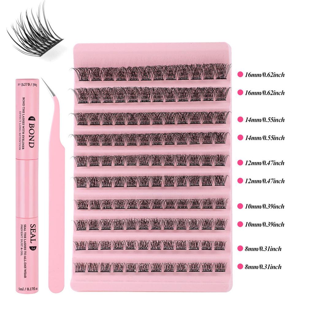 120 Büschel Dicke Natürliche Falsche Wimpern Set 8-16mm DIY Segmentierte Einzelbüschel Gebogene Wimpern