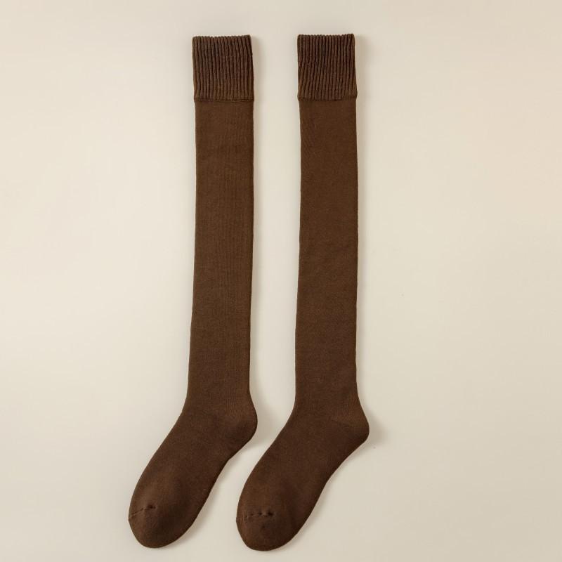 Socks Women'S Winter Fleece Thickened Women'S Fleece Knee Socks Warm Solid Color Pulled Floor Socks Stockings