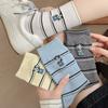 Casual Mid-Leg Socks Embroidered High-Value Striped Bear Korean Socks