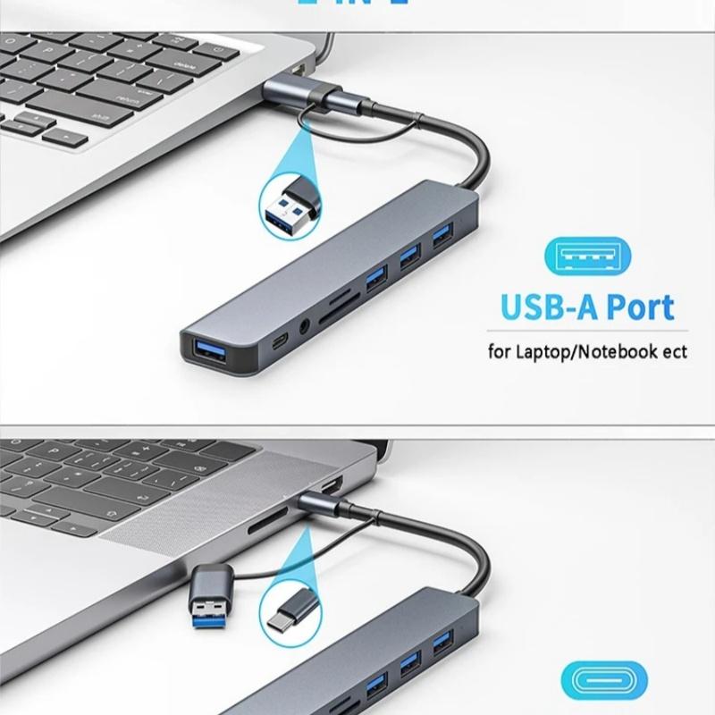 8-IN-1 USB HUB 3.0 USB C HUB Dock Station 5Gbps High Speed Transmission USB Splitter Type C To USB OTG Adapter For Macbook Pro