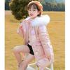 Mädchen-Baumwoll-gepolsterte Kleidung, mittellanger, bunter, glänzender Baumwollmantel, Kinder-Baumwoll-gepolsterte Jacke im koreanischen Stil