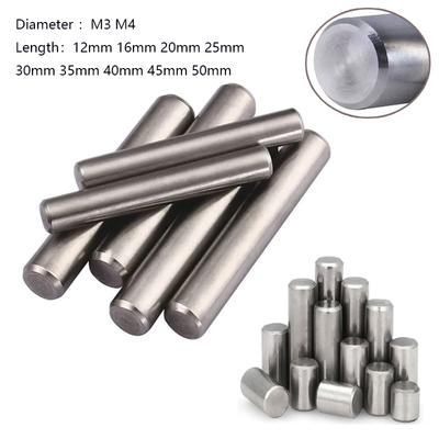 10vnt/25vnt/50vnt M3 M4 Cilindrinis kaištis Fiksavimo kaištis 304 Nerūdijančio plieno Fiksuotas velenas Fiksavimo kaištis Metalinis strypas