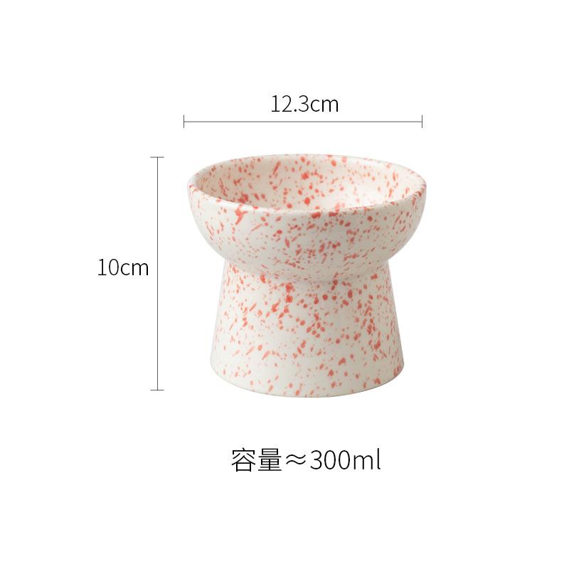 High Cat Bowl Ceramic Pet Bowl Neck Protection Flat Bowl Cat Food Bowl Dog Food Bowl Cat Feeder Pet Supplies красный