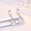 Trendy Opal Stone Flower Silver Plated Ladies Hoop Drop Earrings Fashion Wedding Party Jewelry Earrings for Women Birthday Gifts