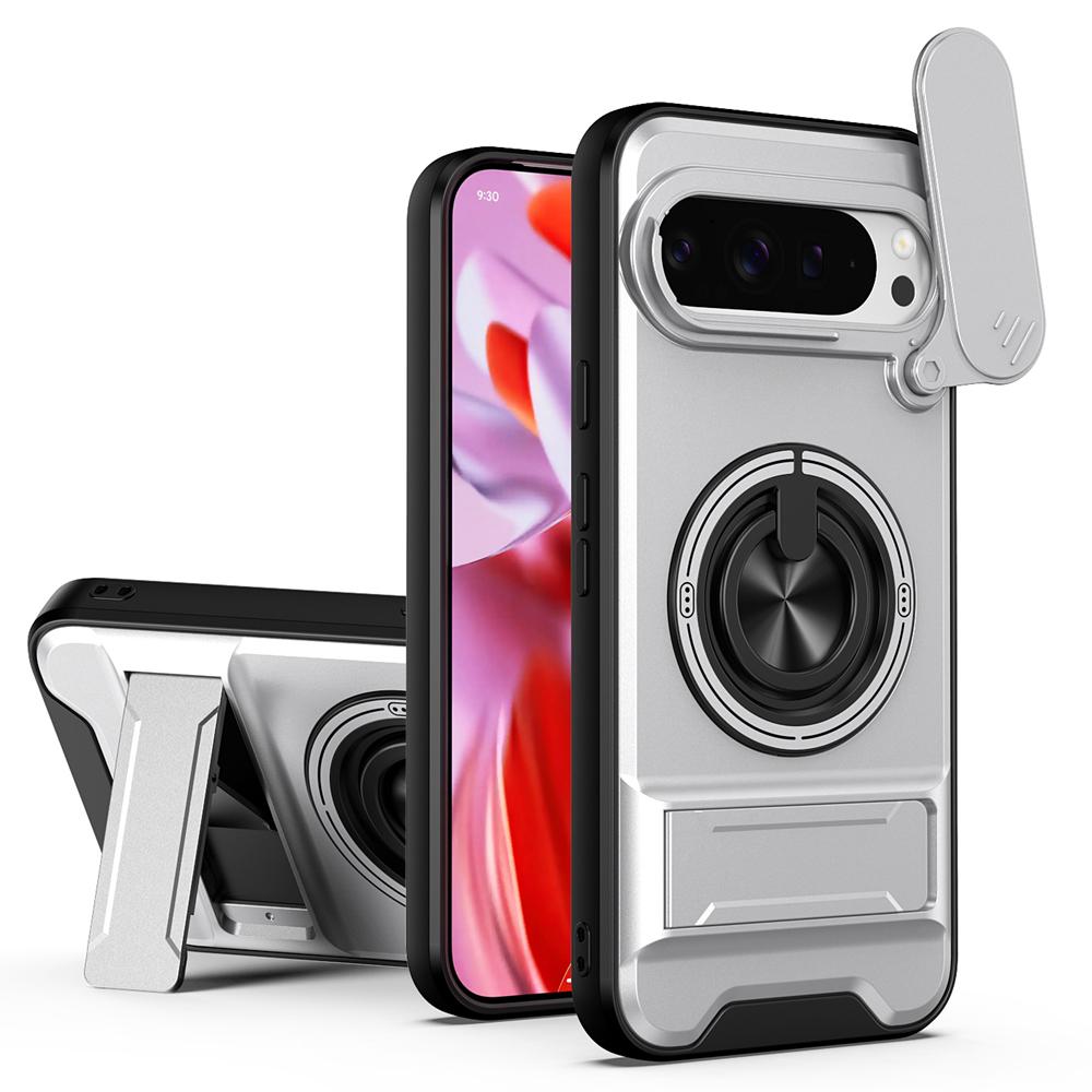 KEYSION Magnetic Phone Case for Google Pixel 9 10 Pro XL 10 9 Pro Slide Camera Protection Upright Stand 360°Ring Shockproof Cover