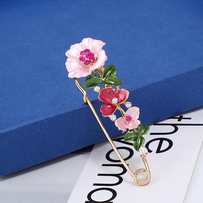 Elegant Rhinestone Pin Flower Enamel Brooch Women Simple Lapel Pin Accessories