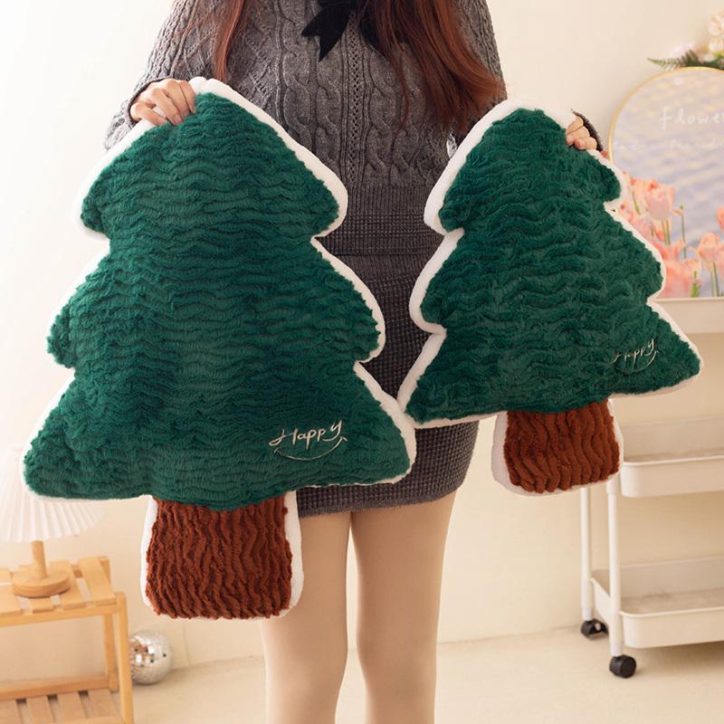Colorful Cartoon Christmas Green Pine Tree Plush Throw Pillow Sofa Chair Cushion Soft Stuffed Plants Christmas Home Deccor