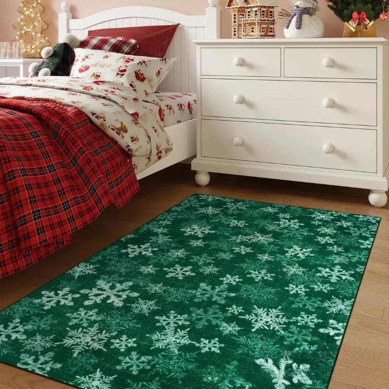 Tapete de Decoração com Tema de Natal Antiderrapante Tamanho Grande Tapete de Chão para Sala de Estar Tapete para Mesa de Sofá Macio Decoração de Casa para Quarto