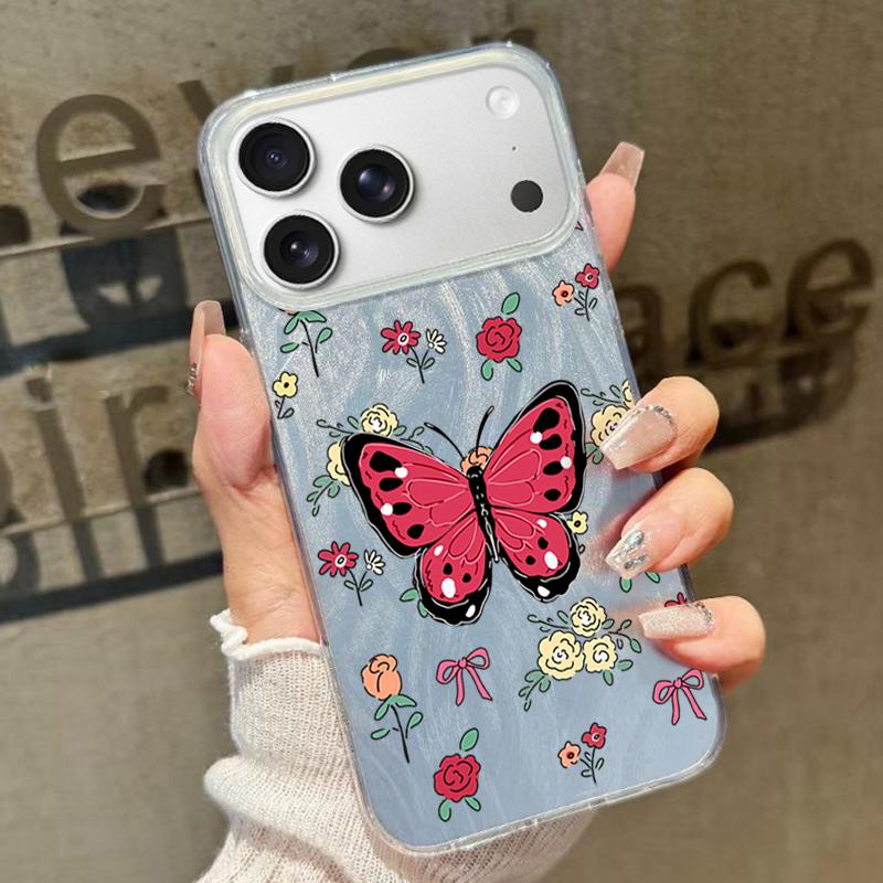 

Creative Butterfly Print Phone Case For iPhone 17 Air 16 15 14 Pro Max 13 12 17 Pro 16e 11 Matte Shockproof Laser Hard PC Cover iPhone 11 зелений