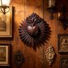 Elegant Gothic Sacred Hearts Wall Hanging Plaque Resin Cardiac Sculpture Ornament Perfect for Home Office Decors Gift