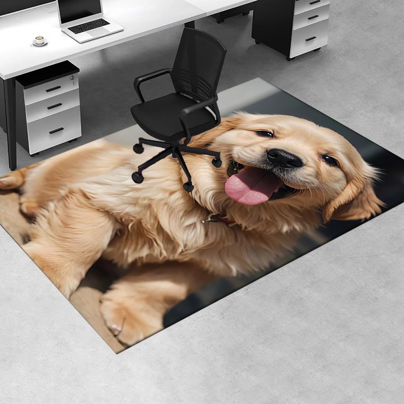 1pc Golden Retriever, Puppy, Happy Office Carpet Soft Polyester Entrance Carpet Washable Non slip Ma