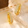 Gold Plated Cubic Zircon U-shaped Earrings for Women Anti-Allergy Exquisite Hooks Earrings Party Trend Luxury Jewelry Gift