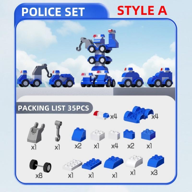 Large Particle Building Blocks DIY Engineering Vehicle Toy for Kids Educational Assemble Excavator Car Bricks