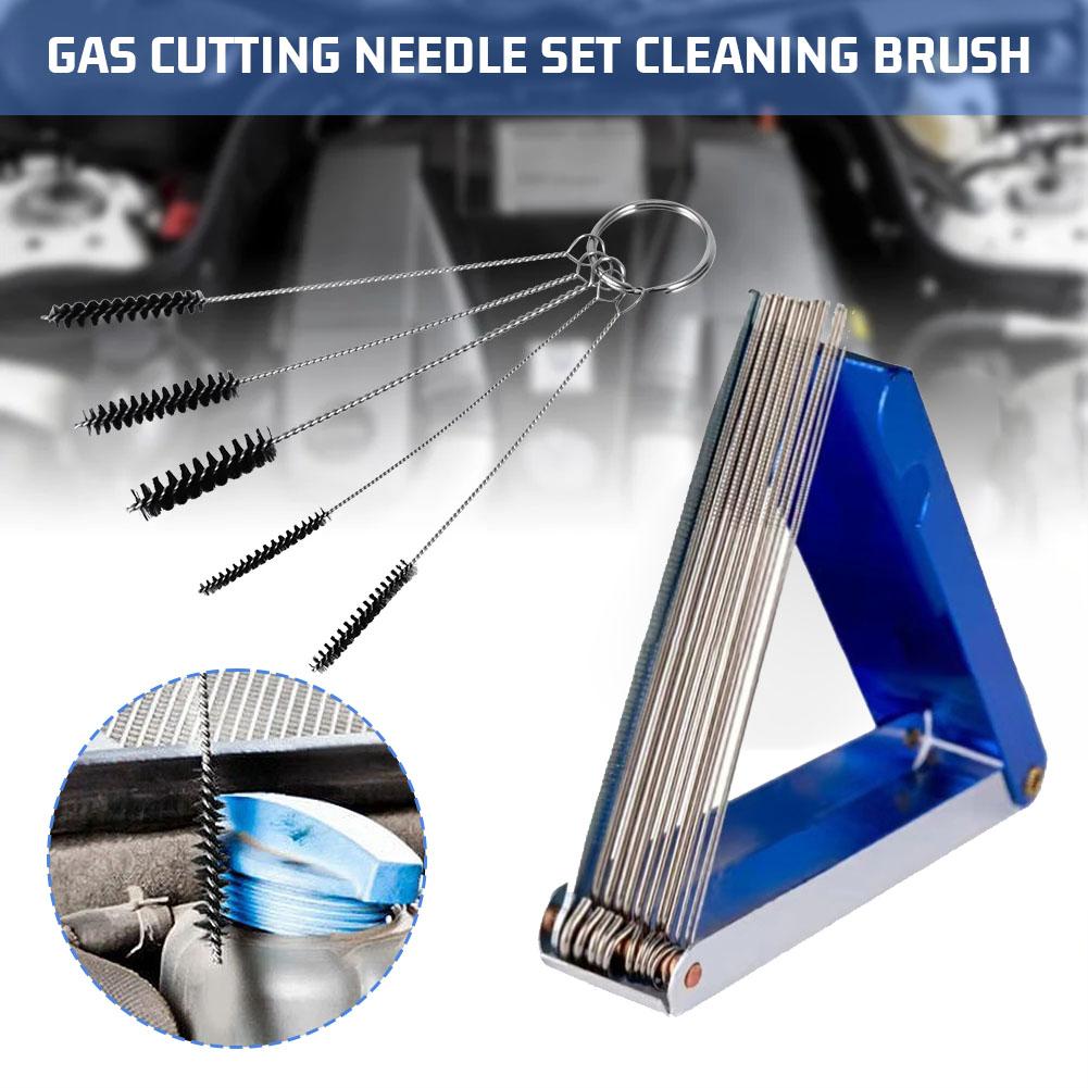 Welding Cutting Torch Nozzle Needles Kit Tip Files Cleaner Metal Reamers Soldering For Cleaning Gas Orifices Cleaning Brush V6J3