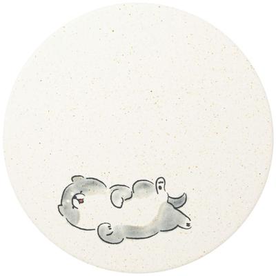 &NE Ceramic Diatomaceous Earth Coaster, "Mameshiba" (Ground), 9.7cm Diameter X 0.6cm Thick, Absorbent Coaster, Made In Japan, Mino Ware,