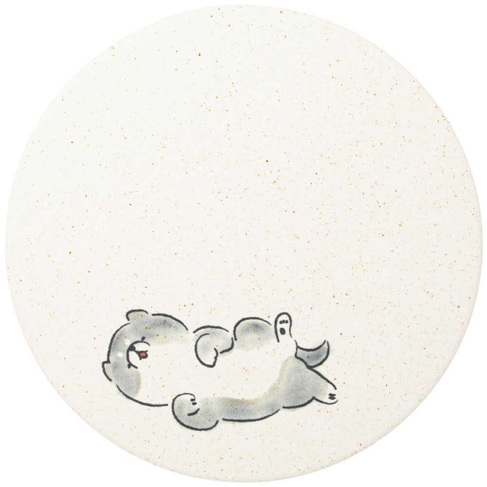 &NE Ceramic Diatomaceous Earth Coaster, "Mameshiba" (Ground), 9.7cm Diameter x 0.6cm Thick, Absorbent Coaster, Made in Japan, Mino Ware,