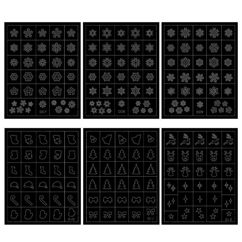 

Christmas Snowflake Spray Painting Cut Out Nail Sticker New Cute Cartoon Christmas Tree Little Dear XINGX Nail Decals One for each of the 6 sections