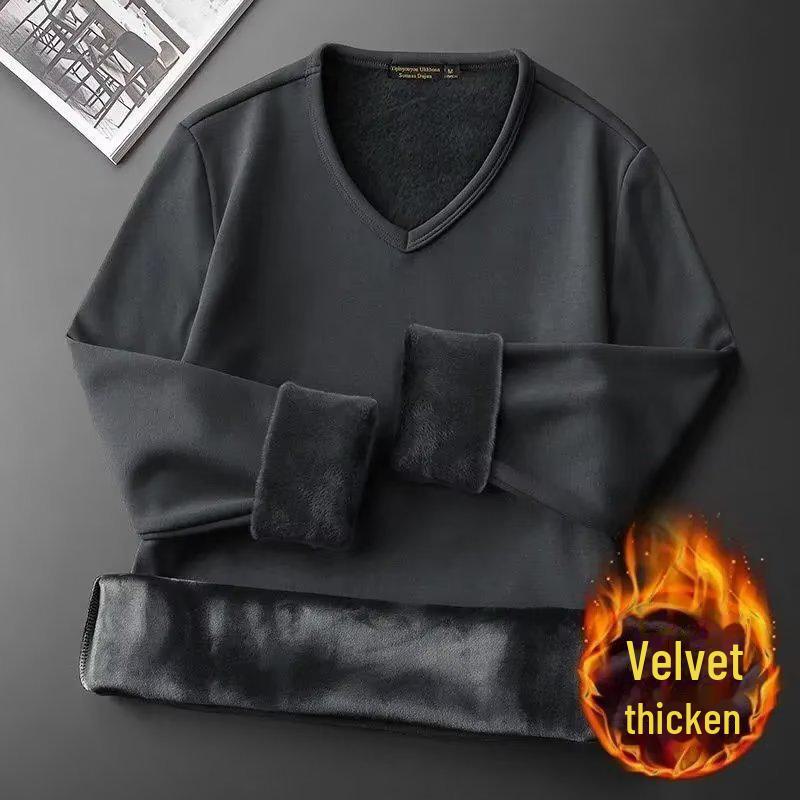 Men's Thermal Slim Fit Long-Sleeve Crew Neck Shirt for Autumn