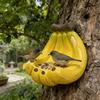 Resin Banana Bird Feeder Outdoor Decorative Bird Feeder Wall Mounted Wild Bird Feeder for Garden Backyard Decoration