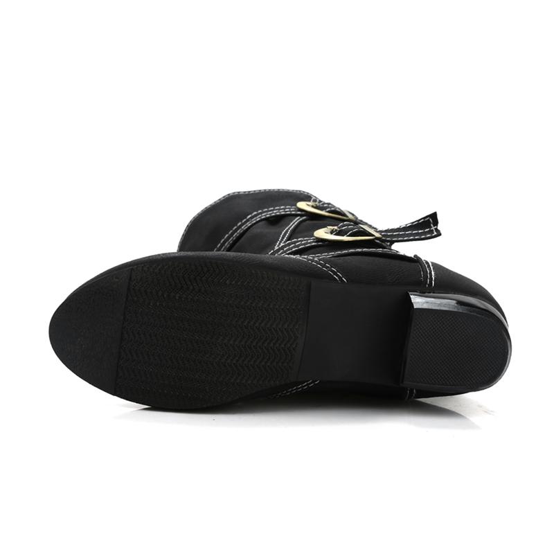 Mode Übergröße 34-45 Britischer Stil Damenschuhe Frau Slipper Schnallen Herbst Winter Cowboy Stiefel Mädchen Schuhe thn89