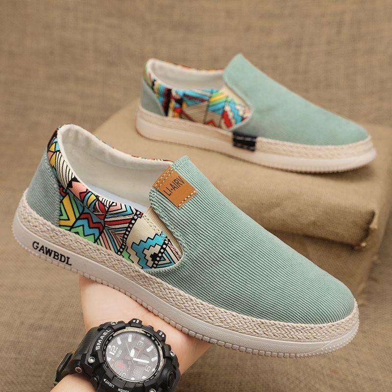 2025 summer old Beijing cloth shoes men's new sports and leisure canvas shoes men's lasagna fisherman one-pedal men