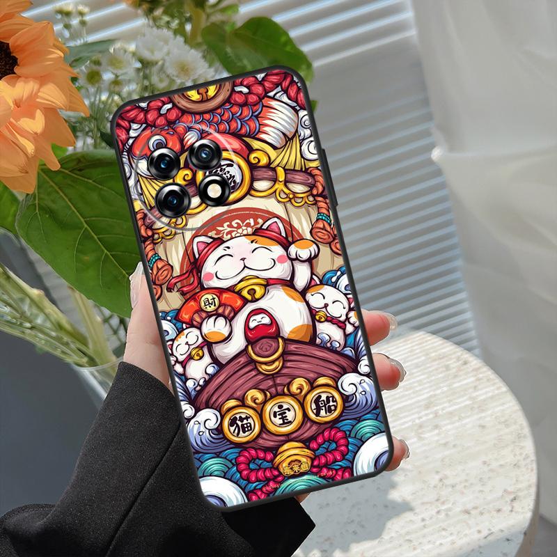 blessing lucky cat Case For OnePlus 8 9 10 Pro 15 13 12 11 13T 13R 12R 10T 8T Nord 5 CE 2 3 4 Lite N20 N30 Cover
