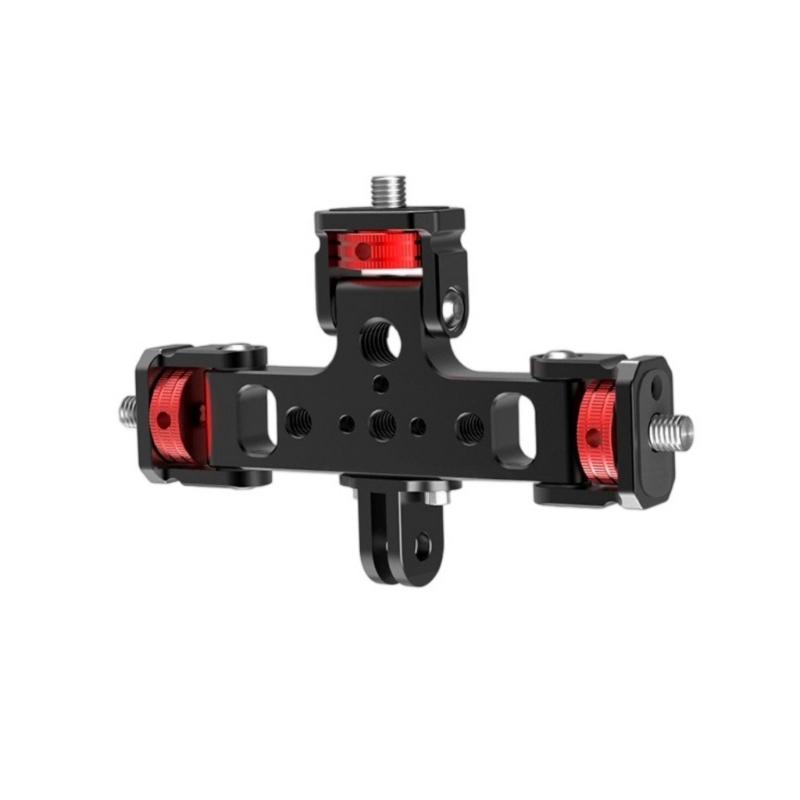 Aluminum Triple Mount Adapter 1/4 3/8 Thread for Action DSLR Camera Phone Tripod Extension Bracket Mount Replacement
